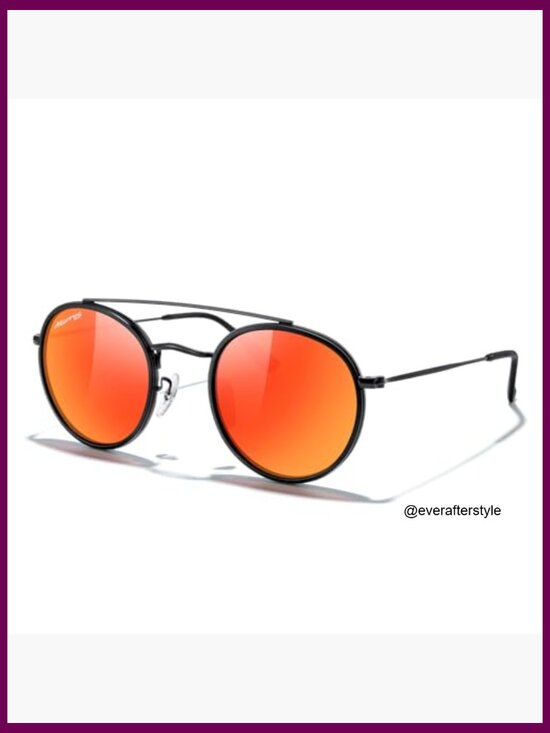 Metal Frame Polarized Sunglasses Retro Round Double Bridge main image 5